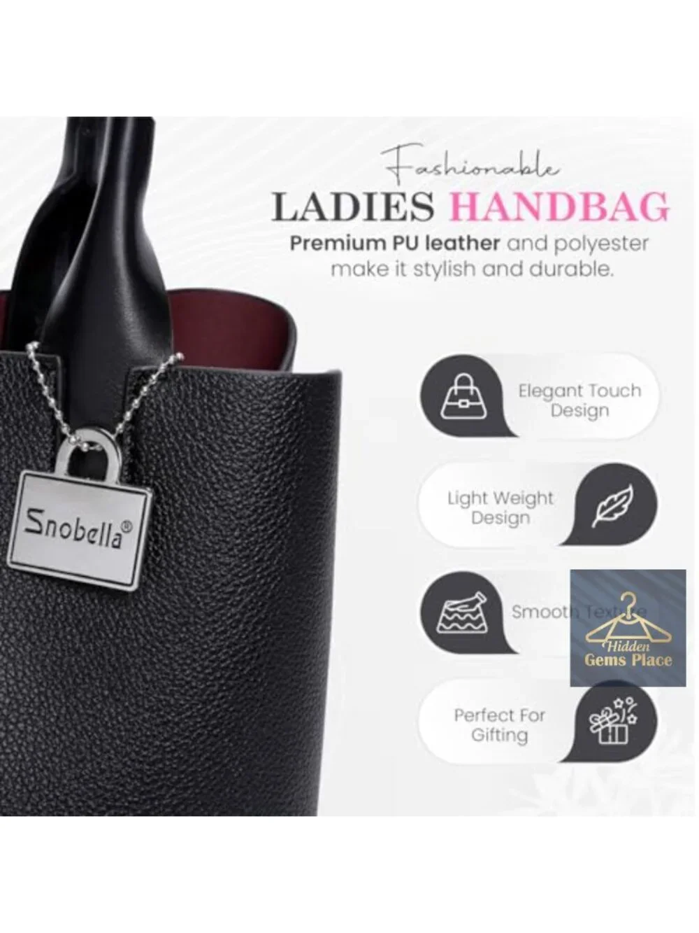 PU Leather Hobo Crossbody Bag with Adjustable Strap 3 Compartments
